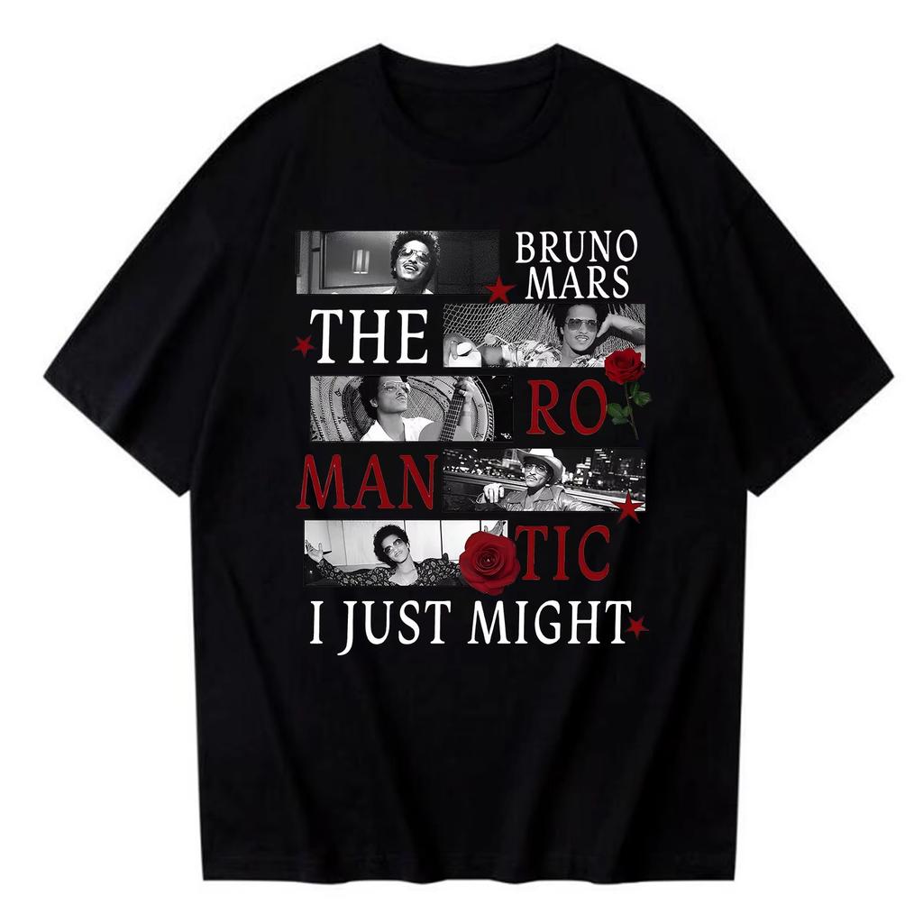 Bruno Mars The Romantic Tour 2026 Spring summer new T-shirt Man Woman Singer Bruno Mars Album Harajuku cotton Casual Shirt Gift