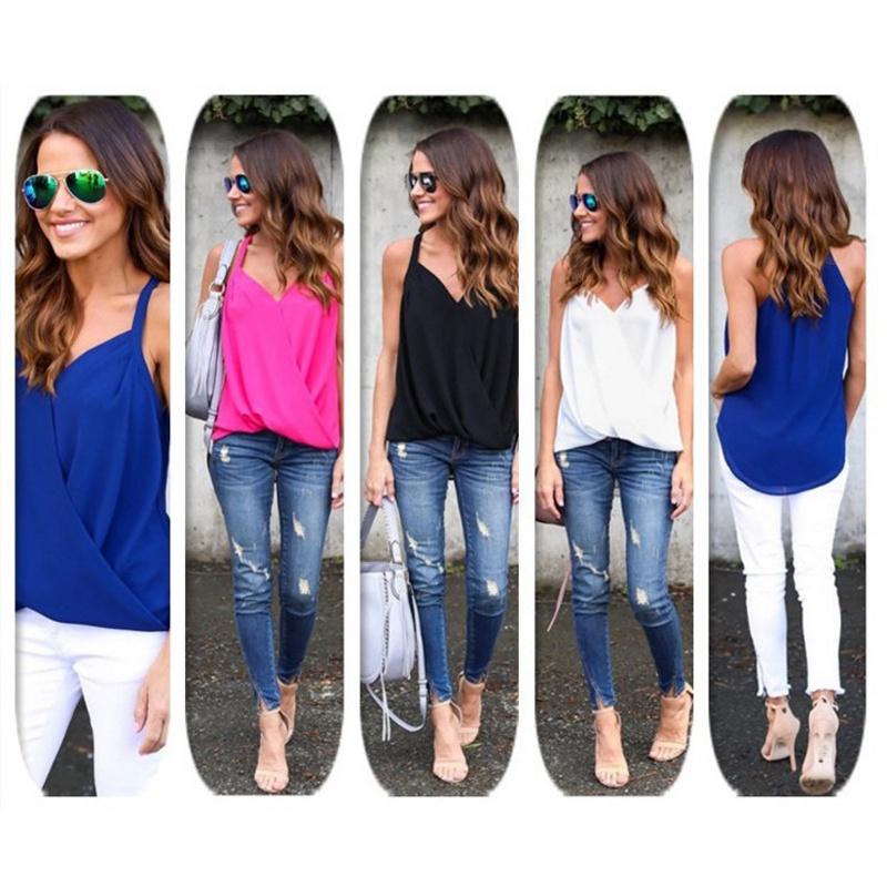 Size Summer Plus Women Blouse V Neck Sleeveless Sexy Tops Casual Shirt Blouse