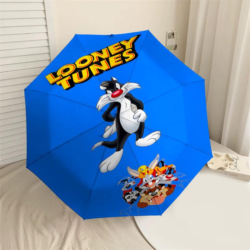 1pc Looney Tunes Automatic Open/Close Umbrella Compact Folding Umbrella with 8-Rib Shaft lightweight esign, for Women/Men1216A