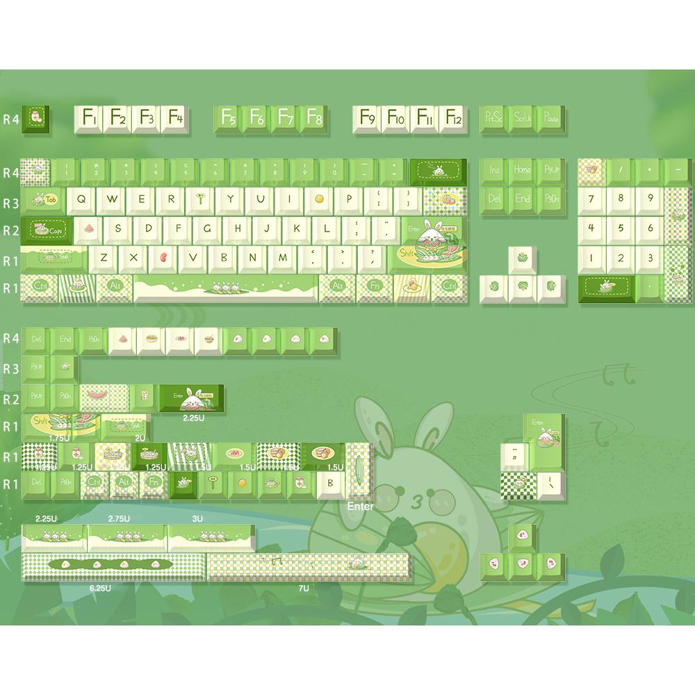 Тематические колпачки для клавиш 158 колпачков для клавиш из ПБТ. Набор специальных колпачков для клавиш MDA подходит для переключателей Cherry MX 61/87/104/108 и других механических клавиатур. (клубника)