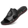 Mens Flat Leather Slides Slide Sandals Big Size 50 Slippers Indoor Outdoor Summer Casual Shoes for Man Comfortable Non-Slip Wear