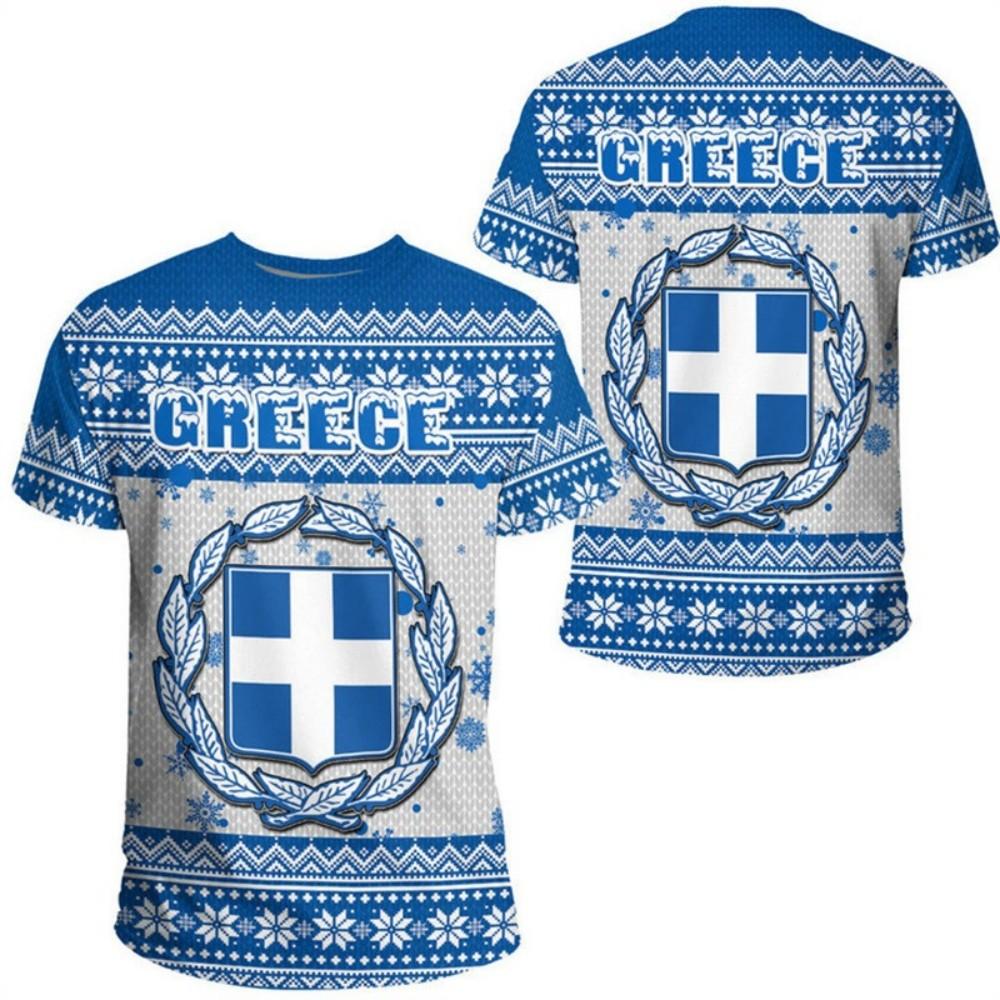 Greece Themed Polo Shirt, National Emblem Print, Casual Sporty Essential