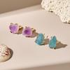 Gold-Plated Irregular Aquamarine & Amethyst Brass Stud Earrings with 925 Silver Posts