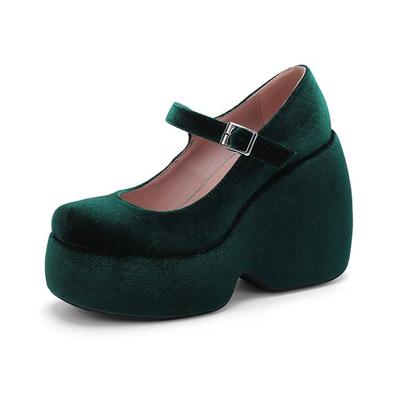 Туфли-лодочки Flock весна-осень размер 43 женские на платформе супер высокие каблуки женские с круглым носком водонепроницаемые туфли на толстой подошве