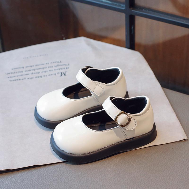 Детская мода Девочки Кожаные туфли Черные Универсальные Мягкие С круглым носком Толстая подошва Школьная форма Обувь Дропшиппинг Детская Повседневная