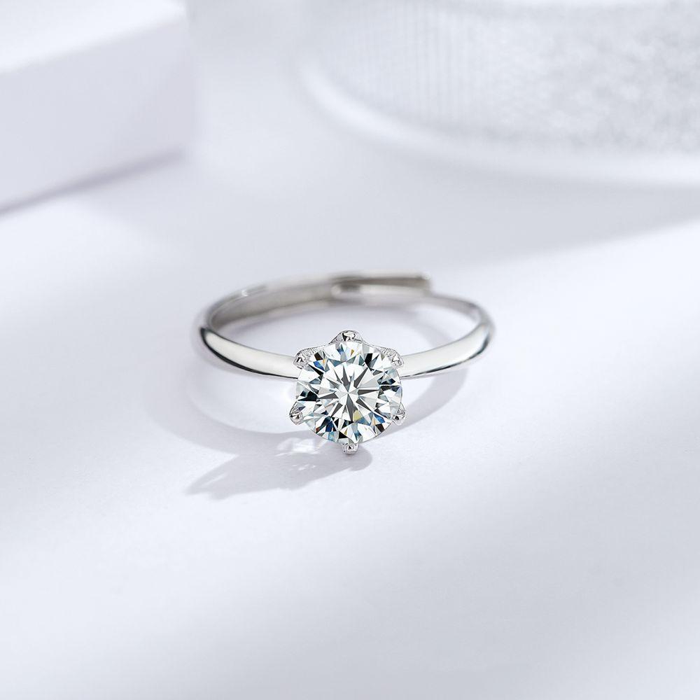 Кольцо T Home Classic из серебра 925 пробы с шестью когтями и 50-точечным узором, женское парное кольцо Guochao с бриллиантами весом 2 карата, кольцо с бриллиантами весом 1 карат