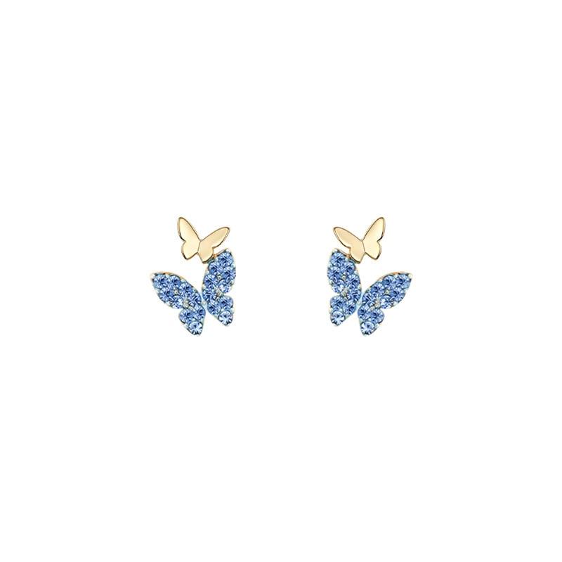 Cercei Dama Butterfly Design Zircon Earrings Gold/Blue Fashion Jewelry Gift
