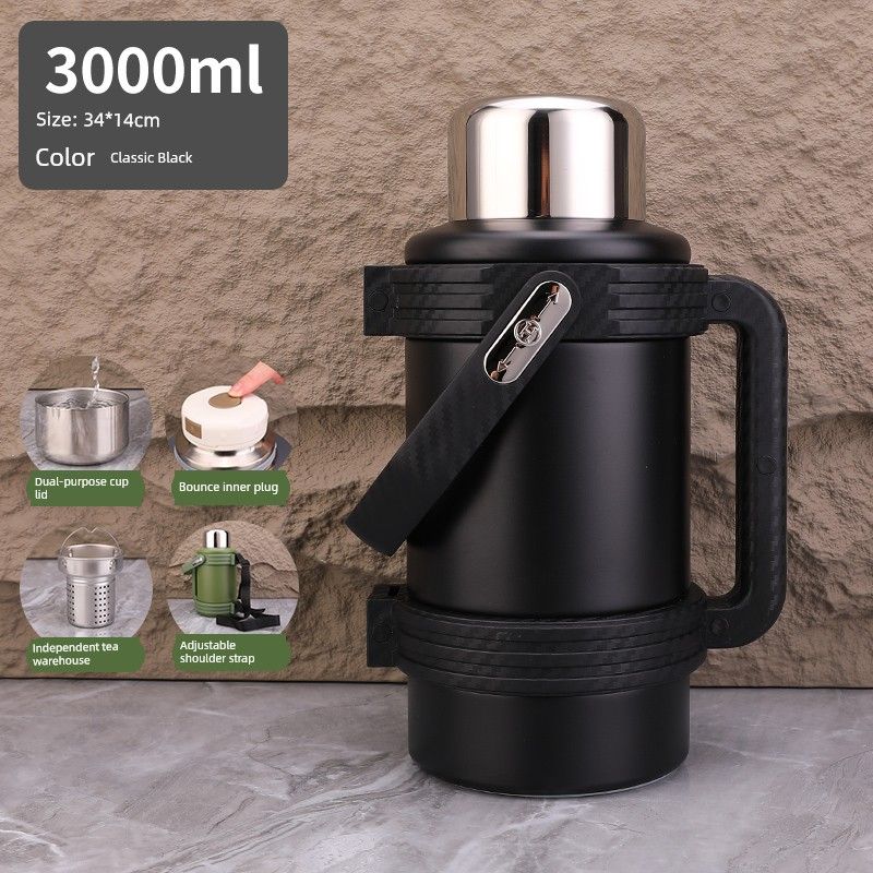 Insulated Kettle, Large Capacity Thermos Cup, Stainless Steel Portable Outdoor Thermos, Travel Car Hot Water Kettle, Cold-Keeping Cup for Home Use