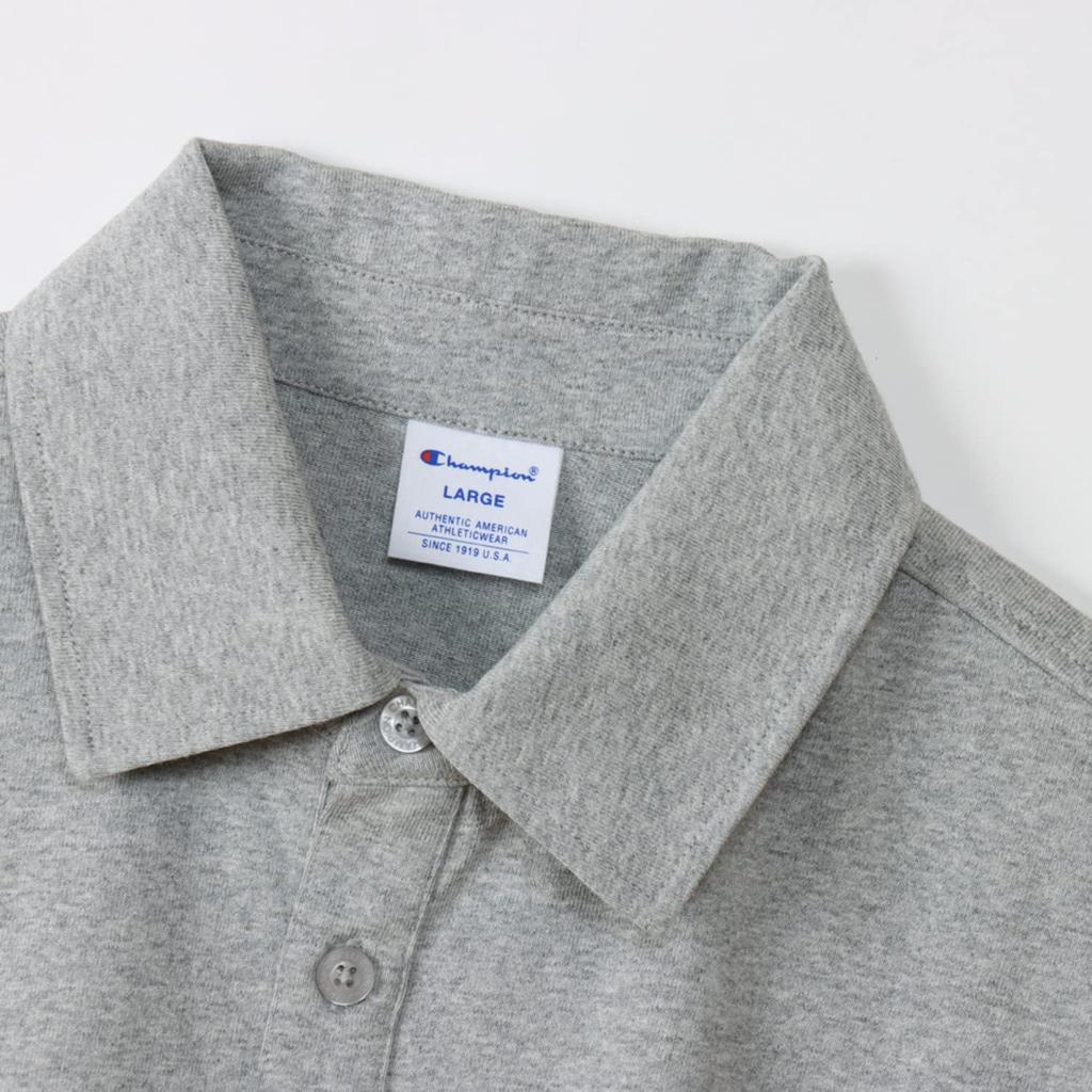 Champion Script Logo Embroidered Basic Polo Short Script Logo Embroidered Polo Shirt Oxford 2XL Shirt, Sleeve, 100% Cotton, C3-X361Z, Men's, Gray,