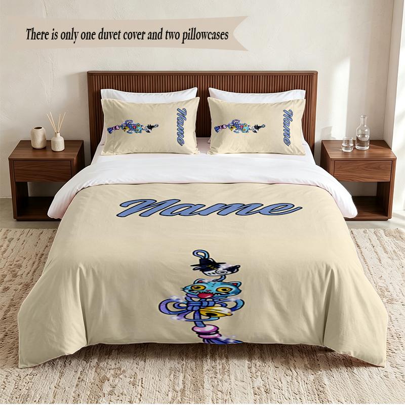 Derpy Tiger Personalized Custom Name 3‑Piece Bedding Set Soft Duvet Cover Set For Bedroom Home Decor