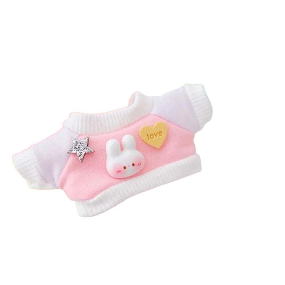 Plush Stuffed 10CM Doll Clothes Hoodies No Attributes Dolls Clothes Pink T-shirt Pants Set  Kids