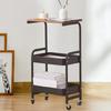 3 Tier Slim Storage Cart Mobile Trolley on Wheel Top Small Table Slide Out Organizer Rolling