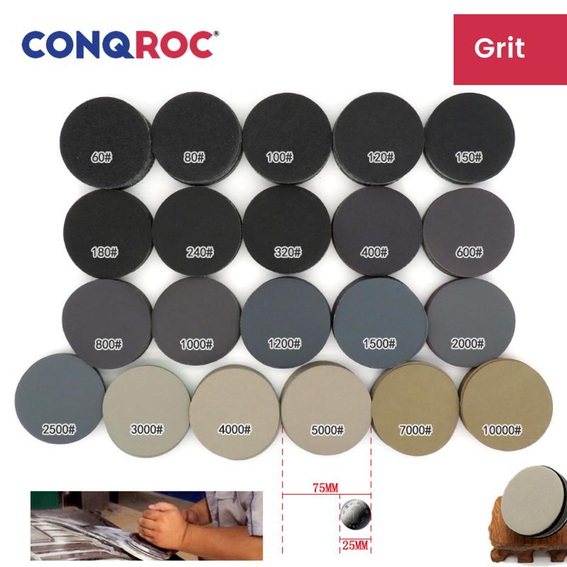 100 Pieces 75mm 3-Inch Sanding Discs Silicon Carbide Waterproof Hook and Loop for Wet and Dry Sanding Grit-60~7000
