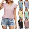 Summer Women's V-neck T-shirt with Perforated Short Sleeved Casual Top Shirt
