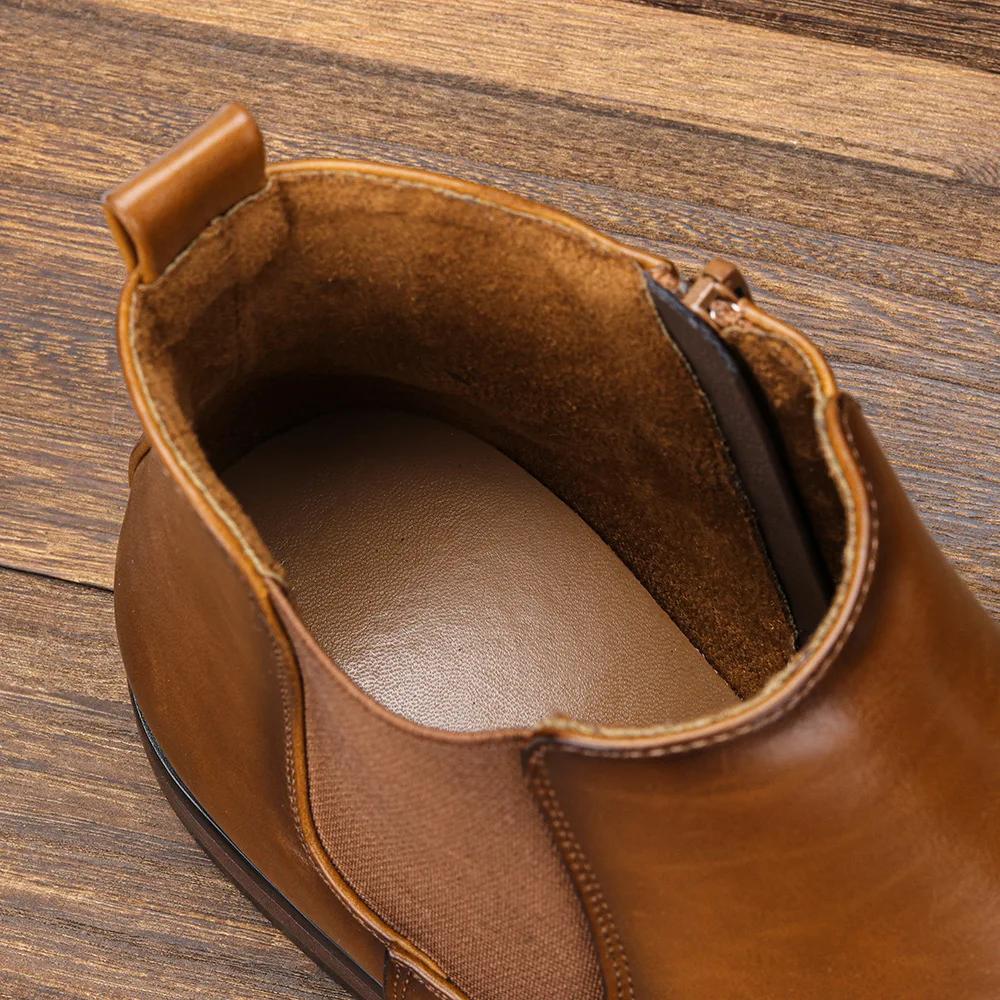 Модная мужская обувь челси, мужские деловые кожаные ботинки на молнии, осенне-зимние мужские ботинки