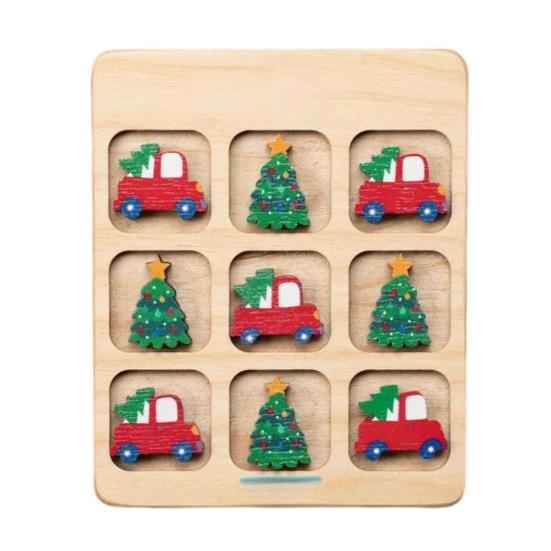 Christmas Wooden Board Game Santa Snowman Reindeer Tree Pieces 2 Player Mini Chess Board Puzzle Toy Party Classical Strategic Tabletop Game