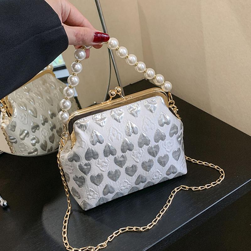 Luxury Beaded Clutch Bag with Chain for Women Evening Bag Shell Design Messenger Handbag Printed Fashion Standard Shoulder Bag New