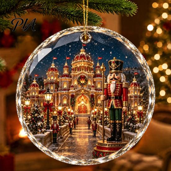 Christmas Tree Hanging Decor Landscape Scene Acrylic Ornament for Holiday Decor, Decorative Winter Figurine Keepsake Party And Seasonal
