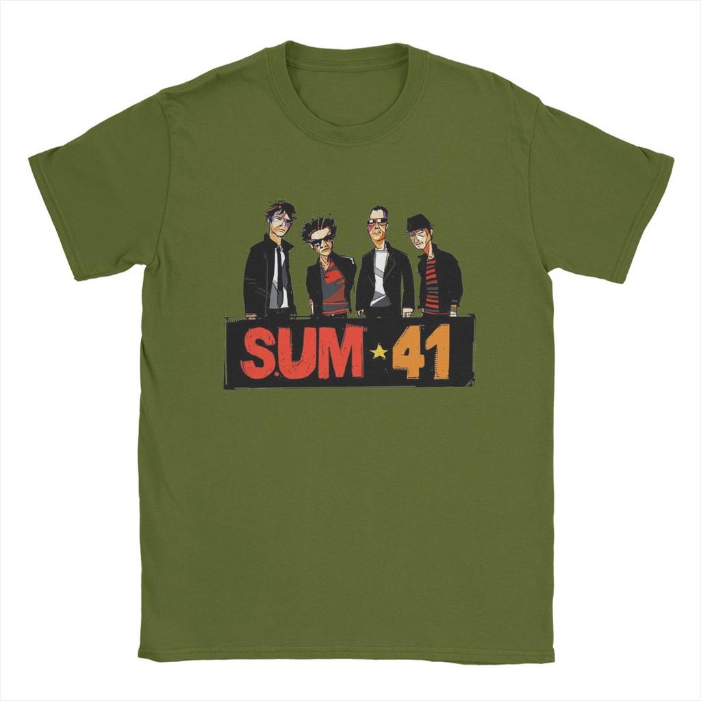 Novelty Band Sum 41 T-Shirt for Men Crew Neck Pure Cotton T Shirts SUM41 Punk Short Sleeve Tees Graphic Printed Clothing