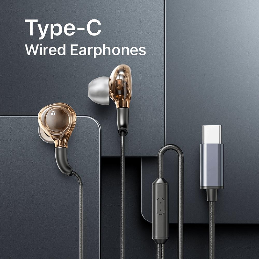 3.5mm Type C Earphones with Mic Stereo Earphones Sport Earphones Wired Headset Listen To Music
