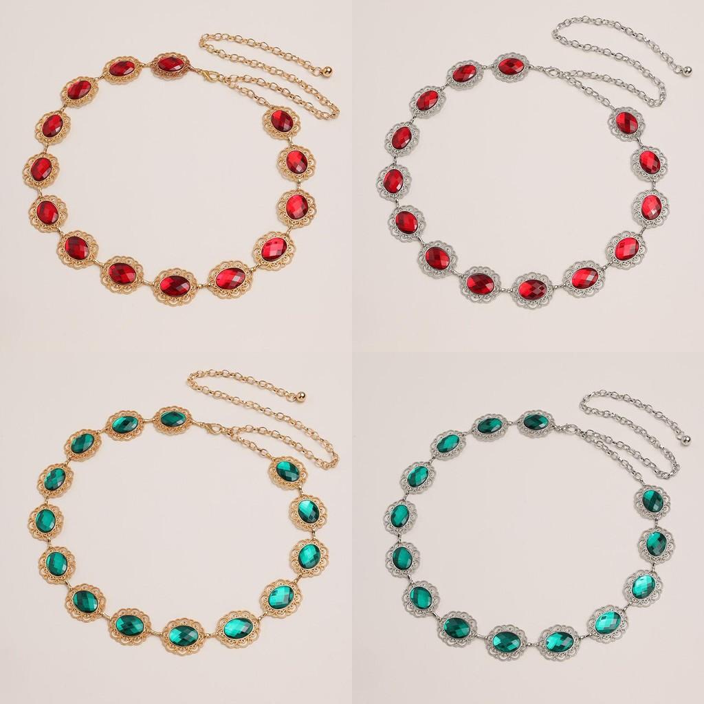 Hollow Metal Stylish Waist Chain With Rhinestone Accents For Women Fashion