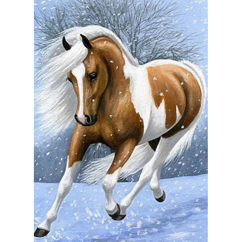 5D DIY Diamond Painting Animals Horse Cross Stitch Kit Full Round Drill Embroidery Mosaic Art Picture of Rhinestones Decor Gift