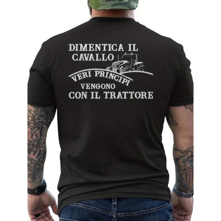 Men's Italian Farmer T-Shirt with Tractor Back Print & Italian Text Slogan - Vintage Farming Humor, Relaxed Fit Soft Short Sleeve Shirt for Tractor