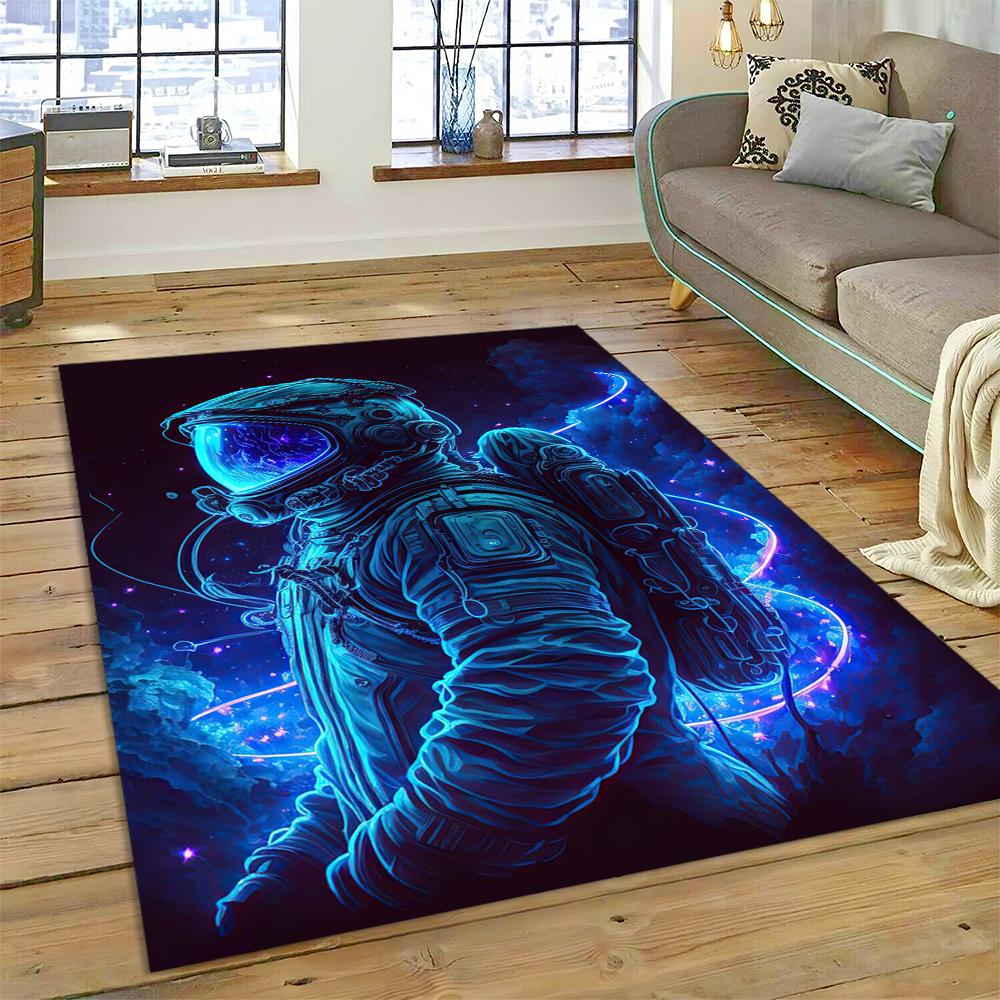 Outer Space Astronaut Universe Spaceman Cartoon Carpet Rug for Home Living Room Bedroom Sofa Doormat Decor,Kid Area Rug Non-slip