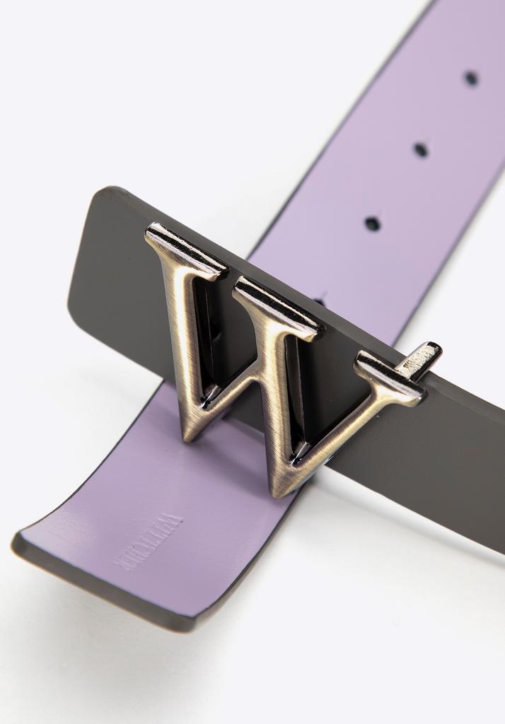 Wittchen Women's Leather Belt With W-Shaped Buckle, Gray-Purple, Genuine Leather