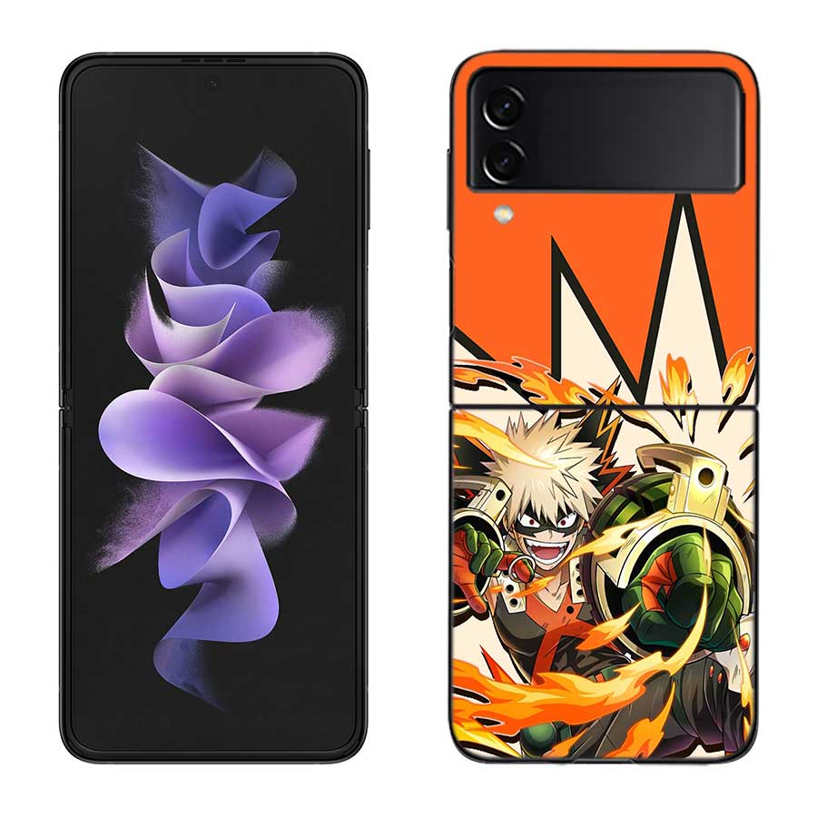 Чехол для телефона My Hero Bakugou Katsuki для Samsung Z Flip 7 6 5G Galaxy Z Flip 5 4 3 Черный Жесткий Чехол Роскошный ПК Корпус Coque