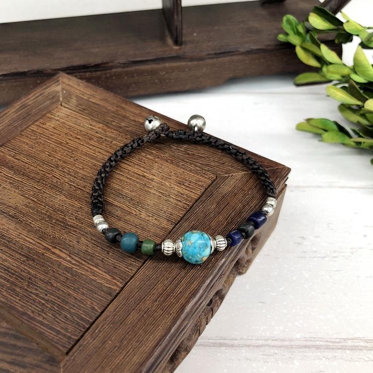 BLINGBAY Женский браслет из бисера Ретро браслет в непальском стиле Нефритовый агат Браслет-колокольчик ручной работы Женственные и универсальные украшения в этническом стиле