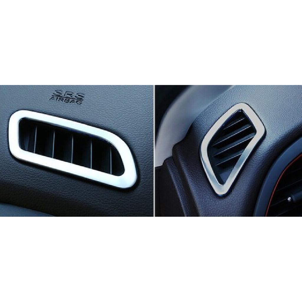 For Jeep Renegade 2015-2023 Silver Steel Dash L&R AC Air Outlet Vent Trim 2pcs