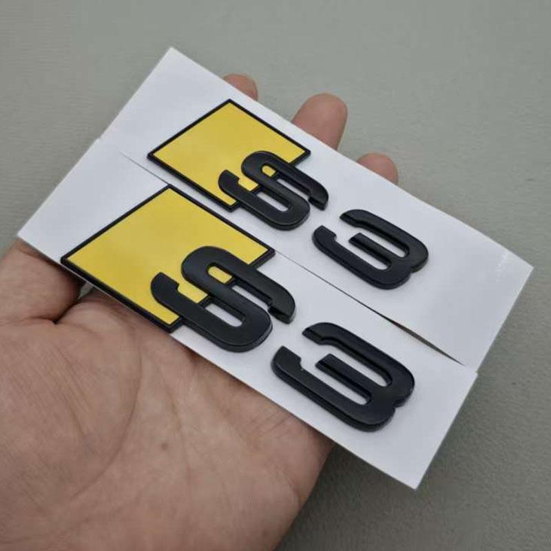 3D ABS Glossy Yellow Black S3 S4 S5 S6 S7 S8 Car Emblem Decal Badge Sticker For Audi A3 A4 A5 A6 A7 A8 Decorative Accessories