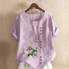 Женская модная футболка с коротким рукавом с цветочным принтом, свободная хлопковая рубашка, повседневная свободная летняя блузка, топы больших размеров