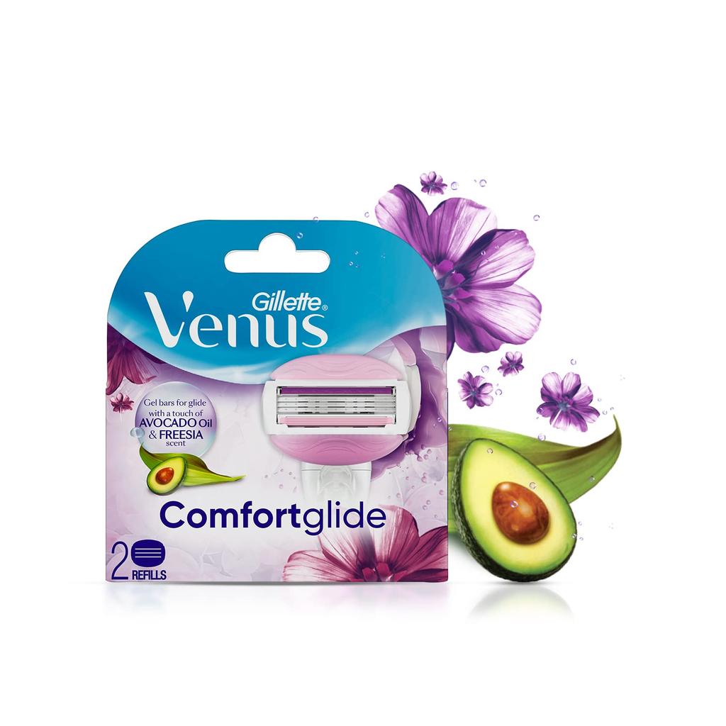 Gillette Venus Comfort glide Бритва для удаления волос для женщин с маслом авокадо и маслом для тела, аромат фрезии, 1 шт.
