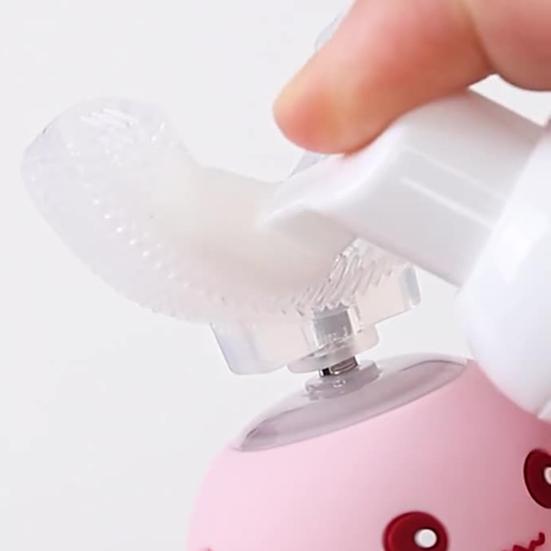 Детская U-образная ультразвуковая электрическая зубная щетка с 2 силиконовыми насадками, водонепроницаемая IPX7, автоматическая, мультяшный динозавр, для малышей, мальчиков, девочек, перезаряжаемая