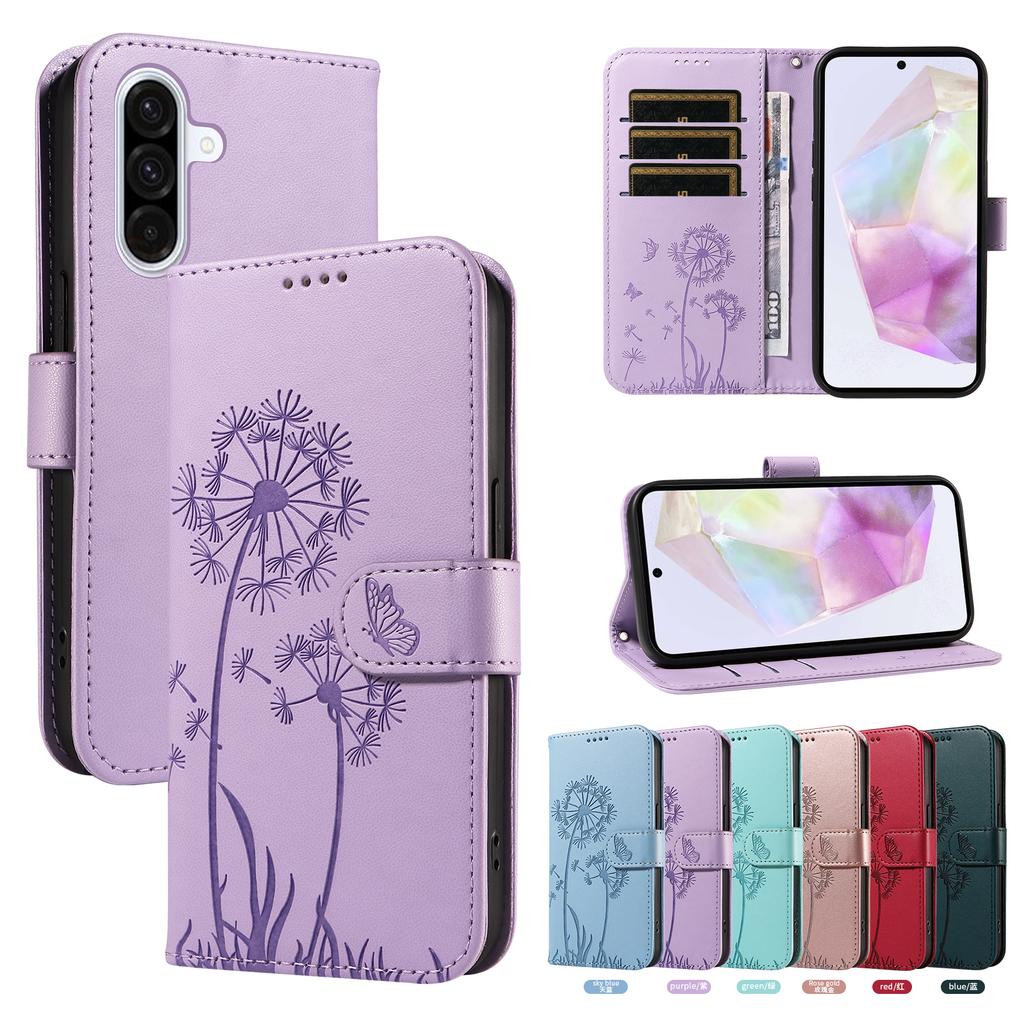 Кожаный чехол для телефона Funda Samsung Galaxy A17 A07 A56 A36 A26 A16 A06 A55 A35 A25 A15 A05 S Чехлы Кошелек с одуванчиками Флип-чехол
