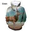 Новая модная мужская и женская толстовка с капюшоном с принтом оленя и животных