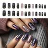 Medium Christmas Acrylic Press On Nails Set 24Pcs Blue Square False Nails Full Cover Stick On Nail for DIY Manicure