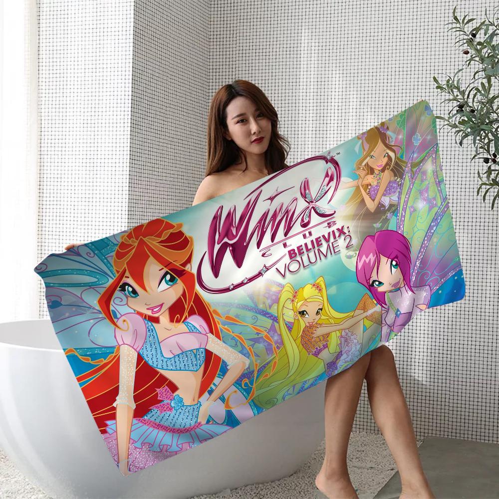 Милый-W-Winxed-Мультяшное полотенце из микрофибры Пляжное полотенце Впитывающее Быстросохнущее Мягкое для йоги, плавания, курорта, альпинизма