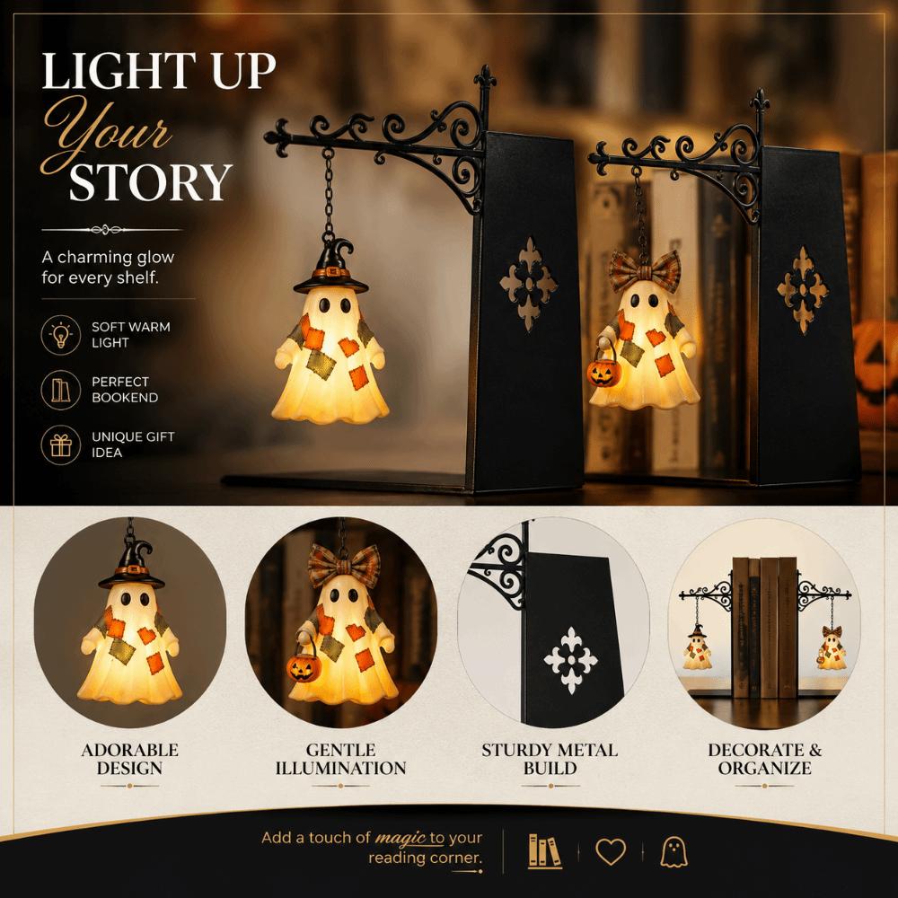 LED Light Bookshelf Lantern Light Vintage Style Bookshelf Lamp Bookshelf Ghost Light Halloween