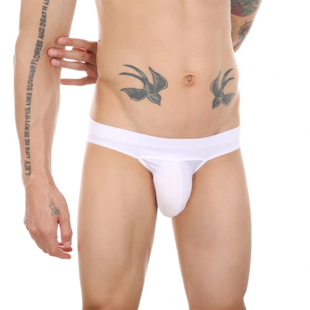 Breathable Men Briefs Men's Low-rise Striped Print Briefs with Wide Elastic Waistband Slim Fit Seamless U-convex for Daily