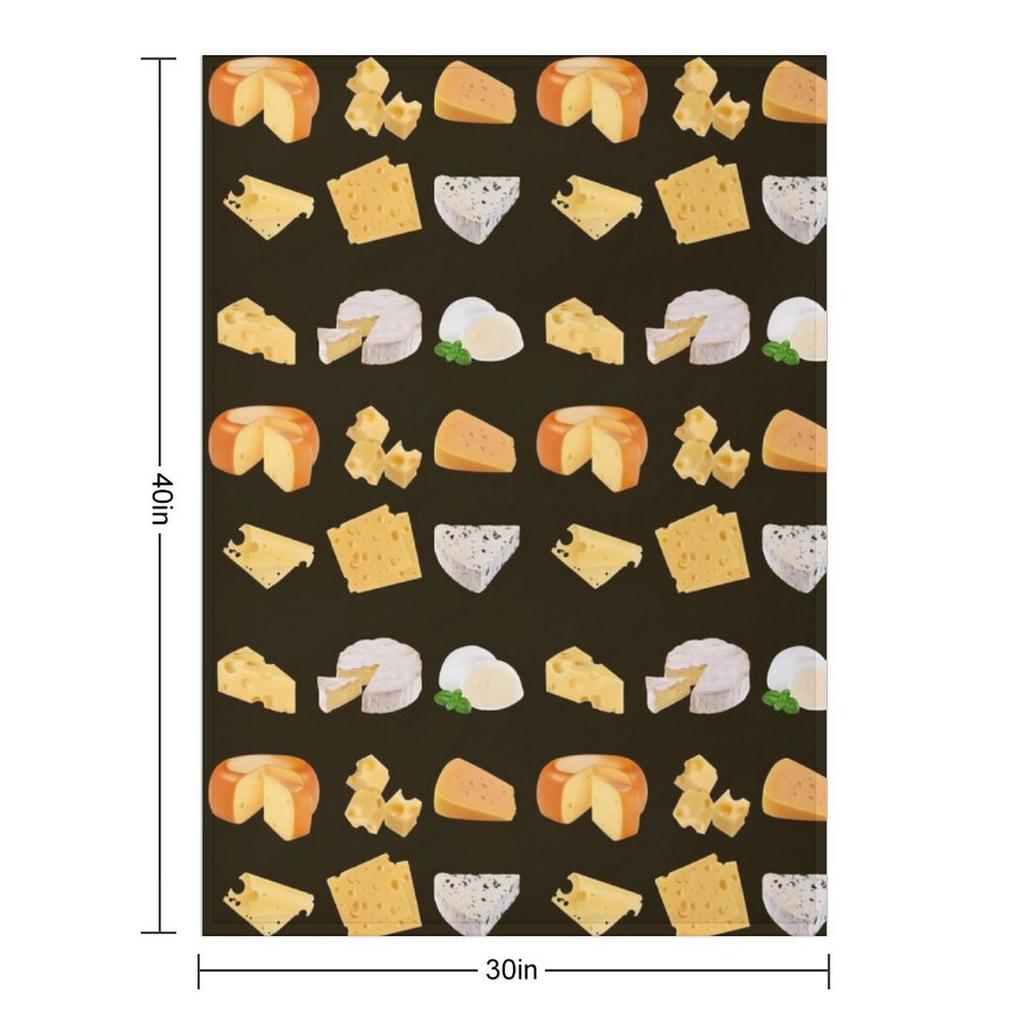 3D Cheese Variety - Mozarella, Swiss, Cheddar, Camembert, Emmental, Gouda Gorgonzola Throw Blanket Sofas Soft Plaid Blankets