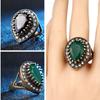 Ретро турецкое модное женское кольцо с драгоценными камнями, инкрустированные высококачественными ювелирными изделиями из смолы, элегантные овальные винтажные кольца