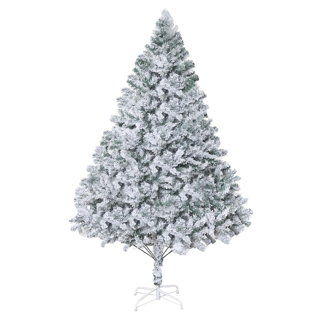 6.9ft Artificial Christmas Tree Pine White Big Nordic Flocking New Year Decoration Door Wall Ornaments Souvenirs Scenes Decor