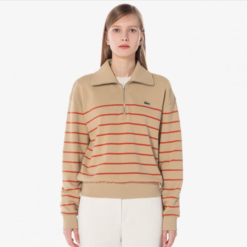 Lacoste Женская футболка с застежкой-молнией на половину длины [красная]