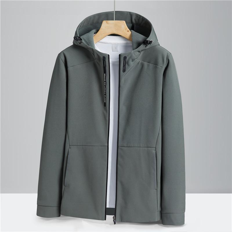 Hooded Soft Shell Jacket Composite Fleece Men's and Women's Version Single Punch Outdoor Clothing Windproof and Waterproof Mountaineering
