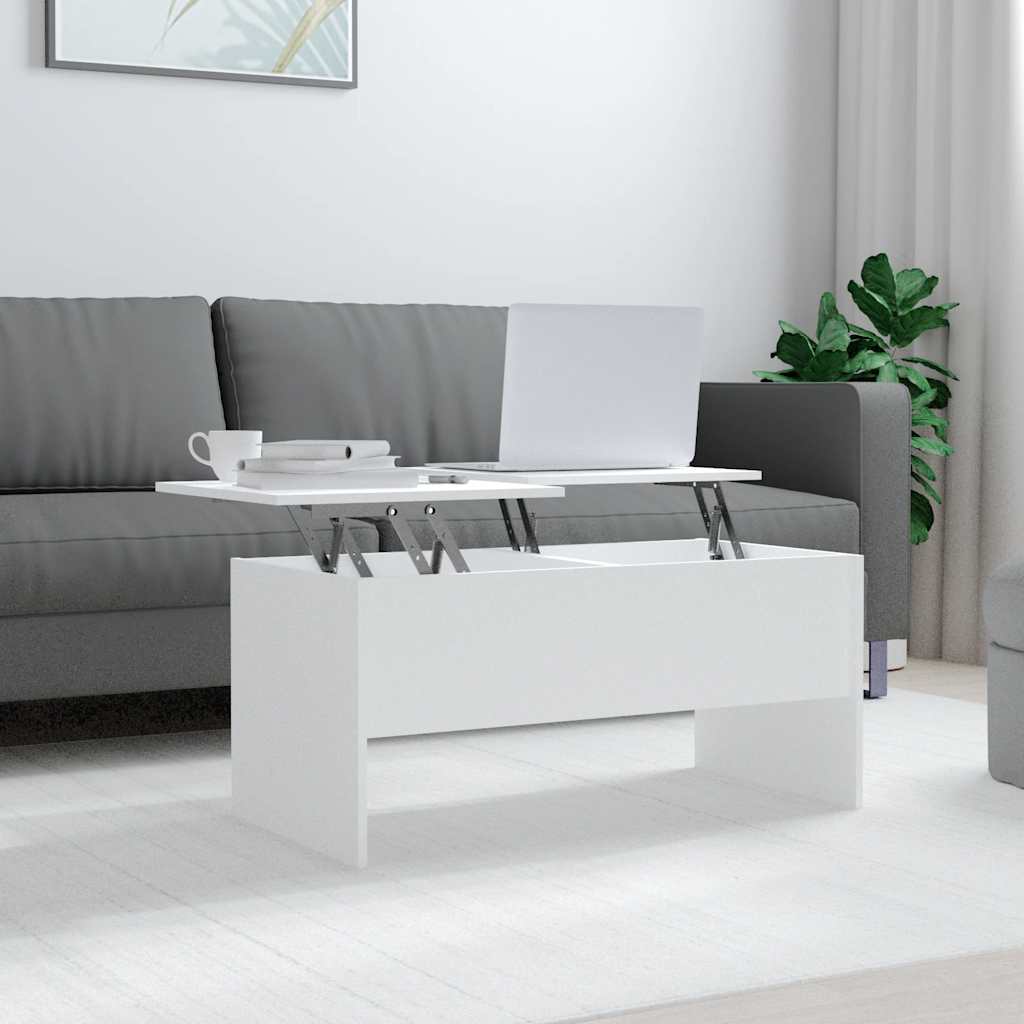 Coffee Table White 102 x 50.5 x 46.5 cm Engineered Wood