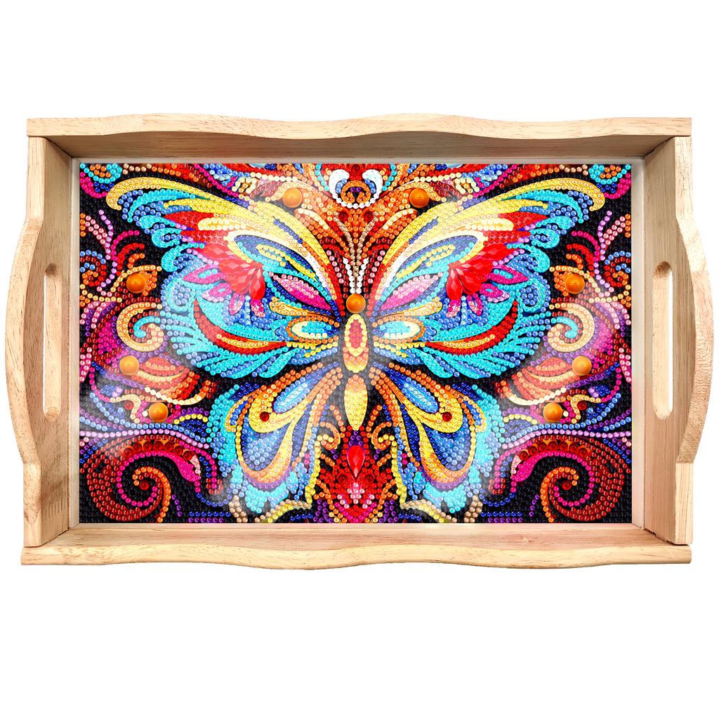Mandala Pattern Wood Serving Food Trays With Side Handles Large Capacity Housewarming Christmas Gifts For Restaurants Homes