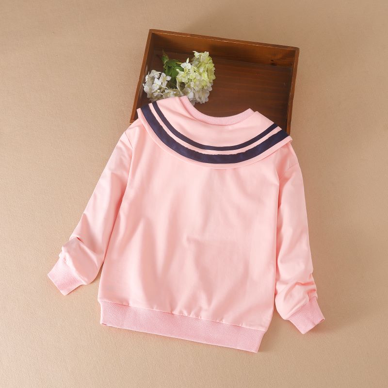 Детский свитшот с отложным воротником в консервативном стиле для девочек, весенне-осенняя рубашка-поло, детская хлопковая осенняя детская рубашка с бантом для маленьких девочек, одежда с длинными рукавами